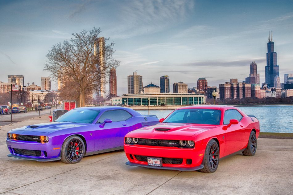 Dodge HellCat Against Chicago Skyline