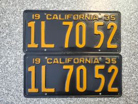 1935 California License Plates, DMV Clear 