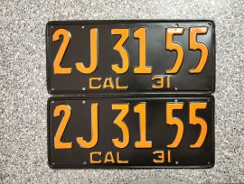 1931 California License Plates, Pro-Restored, DMV