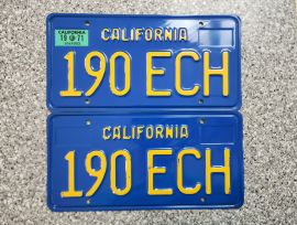 1971 California License Plates, DMV Clear 