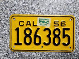 1962 California Motorcycle License Plate, DMV