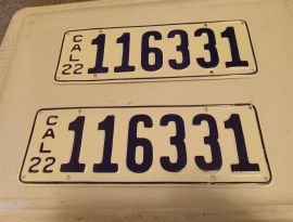 1922 California License Plate Set