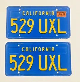 1970's California Plates 1980 Validation DMV Clear