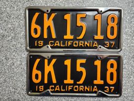 1937 California License Plates, Restored          