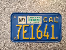 1973 California Motorcycle License Plates, DMV Clr