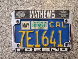 1973 California Motorcycle License Plates, DMV Clr