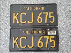 1964 California License Plates, DMV Clear 