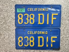 1971 California License Plates, DMV Clear 