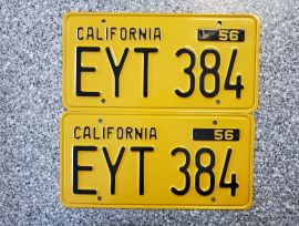 1956 California License Plates, DMV Clear 