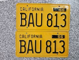 1956 California License Plates, DMV Clear 