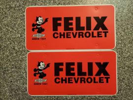 Felix Chevrolet License Plate Frame, Unused