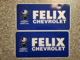 Felix Chevrolet License Plate Frame, Unused