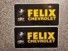 Felix Chevrolet License Plate Frame, Unused