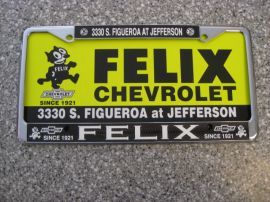 Felix Chevrolet License Plate Frame, Unused