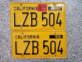 1957 California License Plates, DMV Clear 