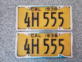 1938 California License Plates, DMV Clear 