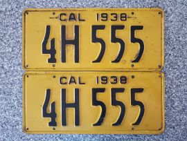 1938 California License Plates, DMV Clear 