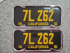 1951 California License Plates, DMV Clear 