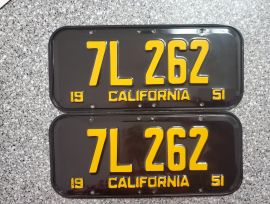 1951 California License Plates, DMV Clear 