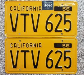 1960 California License Plates, DMV Clear 