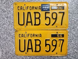 1960 California License Plates, DMV Clear 