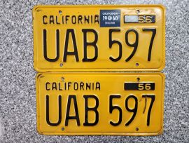 1960 California License Plates, DMV Clear 