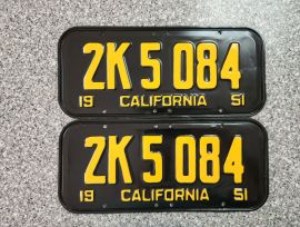 1951 California License Plates, DMV Clear 