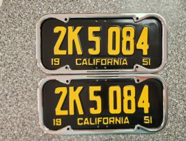 1951 California License Plates, DMV Clear 