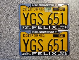 1962 California License Plates, DMV Clear 