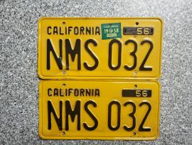 1958 California License Plates, DMV Clear 