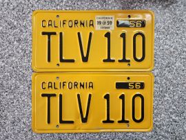 1959 California License Plates, DMV Clear 