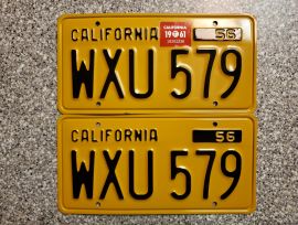 1961 California License Plates, DMV Clear 