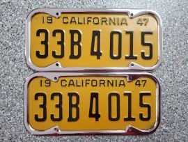 1947 California License Plates, DMV Clear 