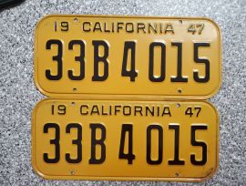 1947 California License Plates, DMV Clear 