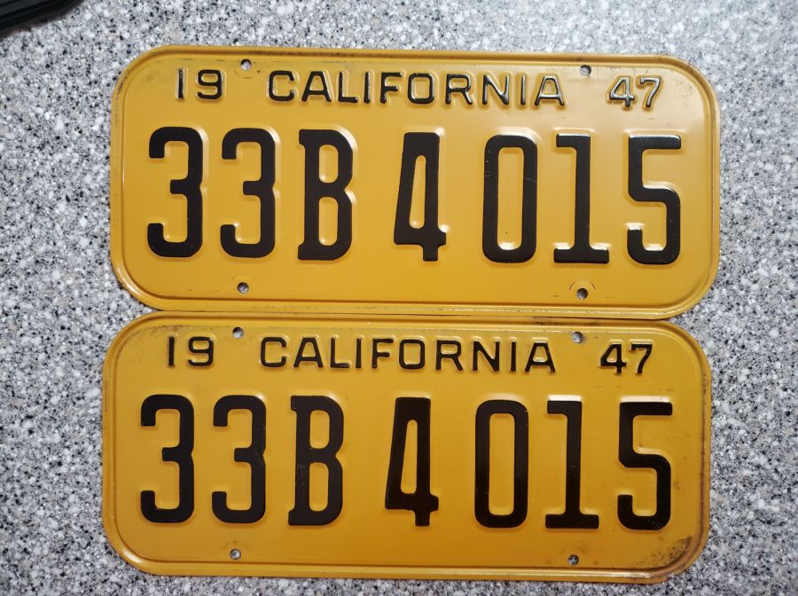 1947 California License Plates, DMV Clear