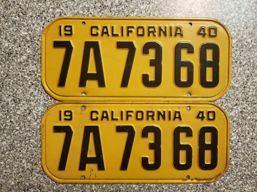 1940 California License Plates, DMV Clear