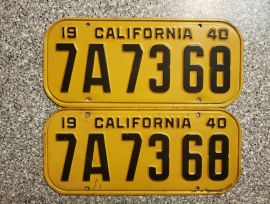 1940 California License Plates, DMV Clear 