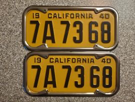 1940 California License Plates, DMV Clear 