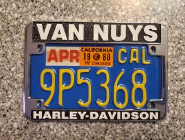 1980 California Motorcycle License Plate, DMV Clr