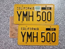 1962 California License Plates, DMV Clear 