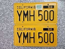1962 California License Plates, DMV Clear 