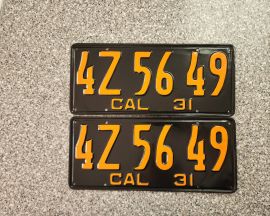 1931 California License Plates, DMV Clear 