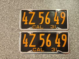 1931 California License Plates, DMV Clear 1931 California License Plates, DMV Clear