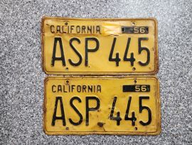 1956 California License Plates, DMV Clear 