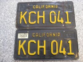 1964 California License Plates, DMV Clear 