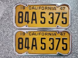 1947 California License Plates, DMV Clear 