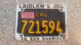 1983 California Motorcycle License Plate, DMV    