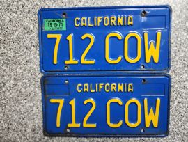1971 California License Plates, DMV Clear 