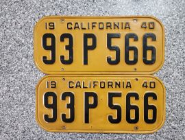 1940 California License Plates, DMV Clear 