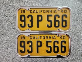 1940 California License Plates, DMV Clear 